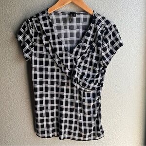 Susan Lawrence Black and White Grid Blouse PM chic